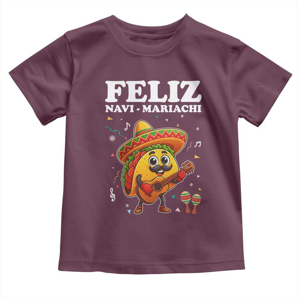 Funny Taco Mexican Christmas Toddler T Shirt Feliz Navi Mariachi TS14 Maroon Print Your Wear