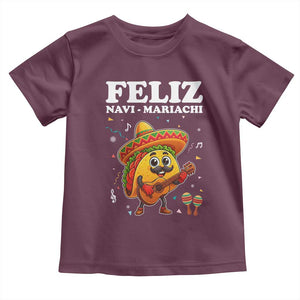 Funny Taco Mexican Christmas Toddler T Shirt Feliz Navi Mariachi TS14 Maroon Print Your Wear