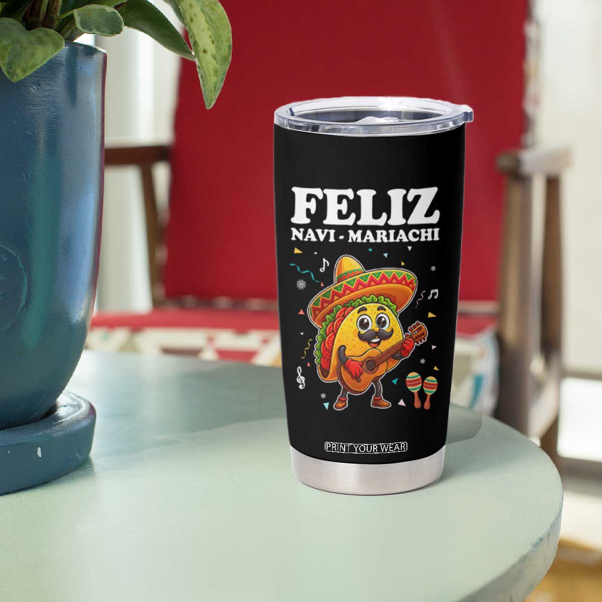 Funny Taco Mexican Christmas Tumbler Cup Feliz Navi Mariachi TS14 Print Your Wear