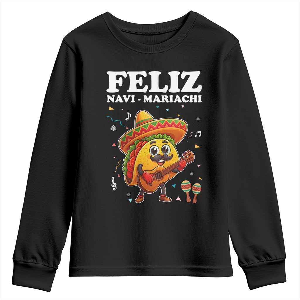 Funny Taco Mexican Christmas Youth Sweatshirt Feliz Navi Mariachi TS14 Black Print Your Wear