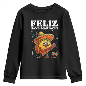 Funny Taco Mexican Christmas Youth Sweatshirt Feliz Navi Mariachi TS14 Black Print Your Wear