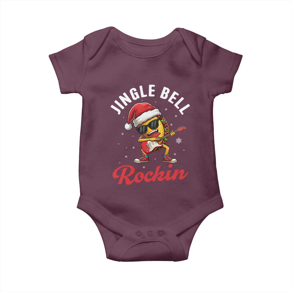 Funny Taco Christmas Baby Onesie Jingle Bell Rockin TS14 Maroon Print Your Wear