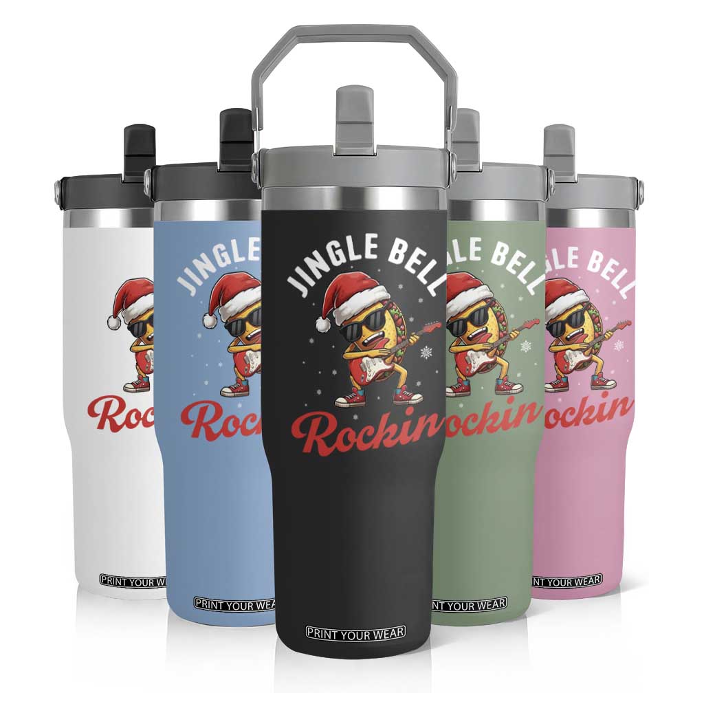 Funny Taco Christmas Flip Straw Tumbler Jingle Bell Rockin TS14 Print Your Wear