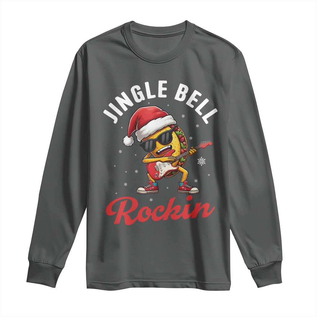 Funny Taco Christmas Long Sleeve Shirt Jingle Bell Rockin TS14 Dark Heather Print Your Wear