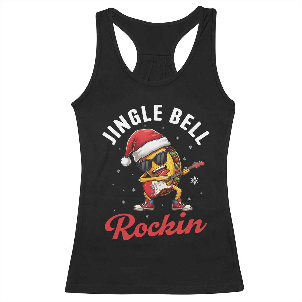 Funny Taco Christmas Racerback Tank Top Jingle Bell Rockin - Print Your Wear