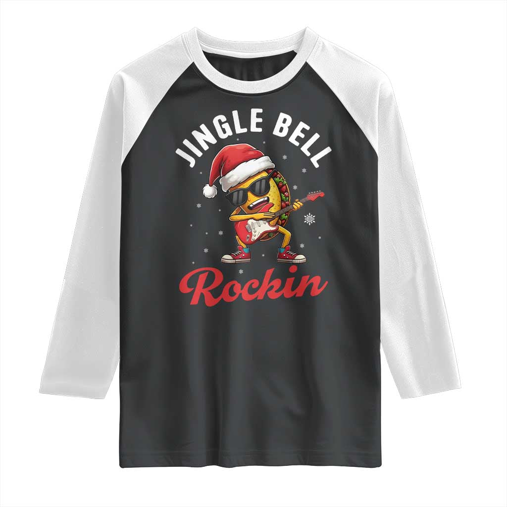 Funny Taco Christmas Raglan Shirt Jingle Bell Rockin TS14 Black White Print Your Wear