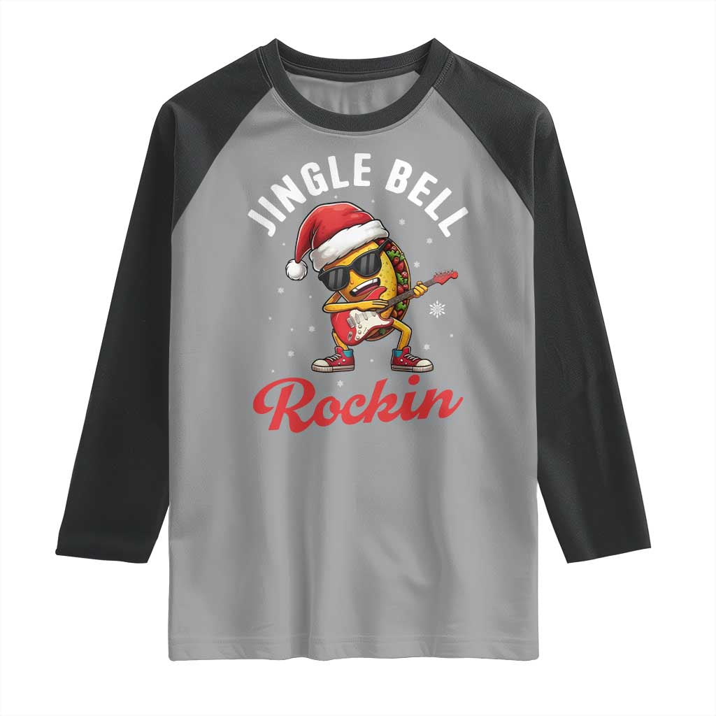 Funny Taco Christmas Raglan Shirt Jingle Bell Rockin TS14 Sport Gray Black Print Your Wear