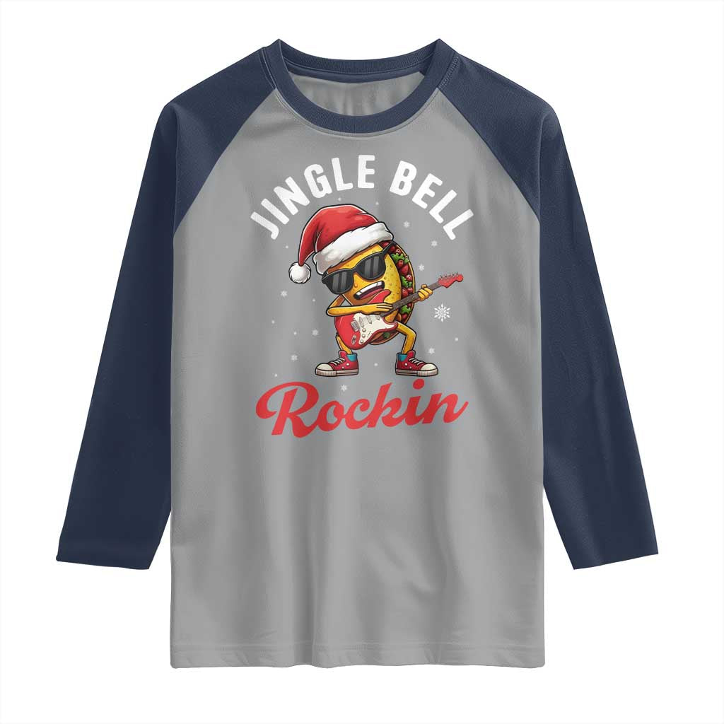 Funny Taco Christmas Raglan Shirt Jingle Bell Rockin TS14 Sport Gray Navy Print Your Wear