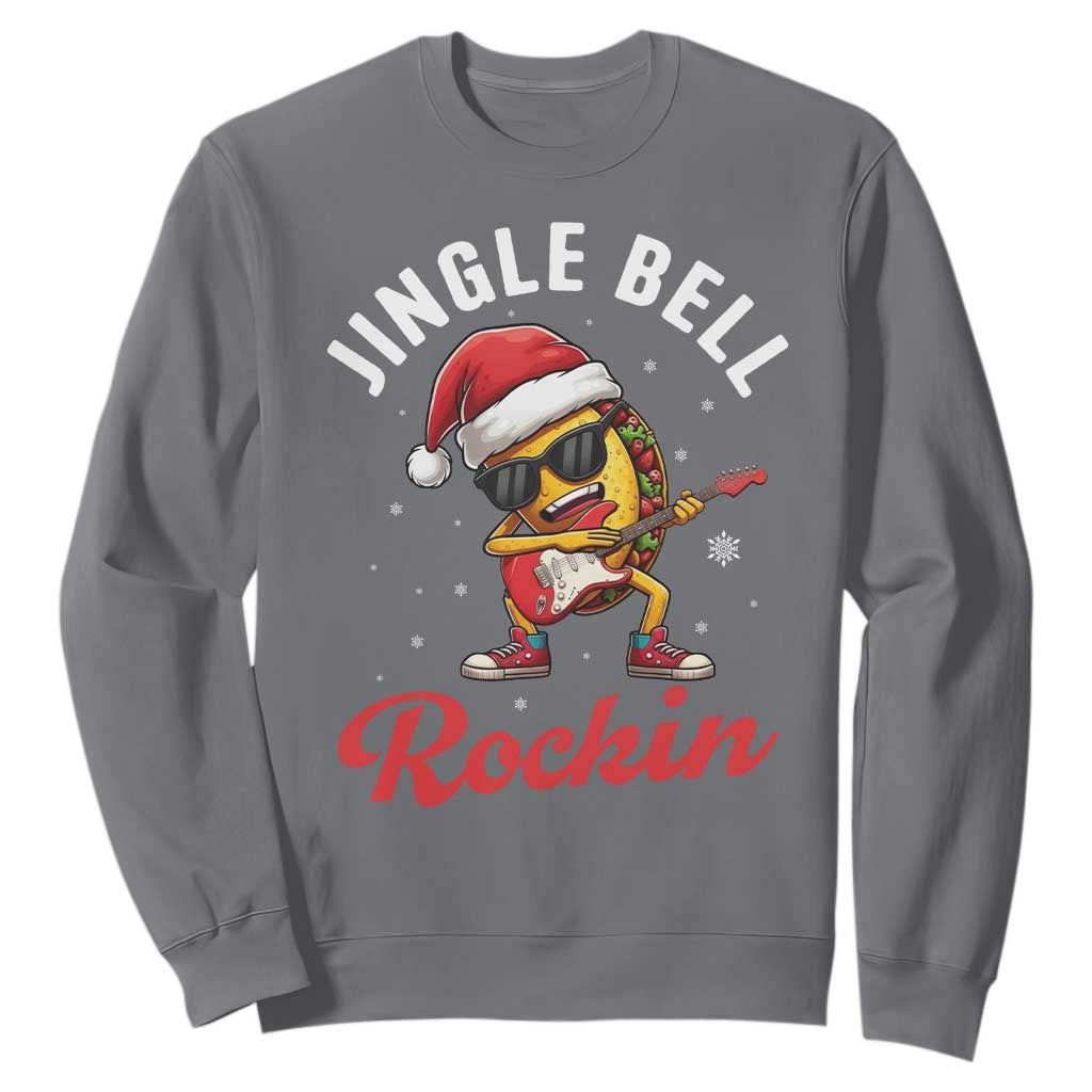 Funny Taco Christmas Sweatshirt Jingle Bell Rockin TS14 Charcoal Print Your Wear