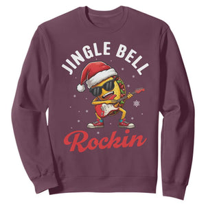 Funny Taco Christmas Sweatshirt Jingle Bell Rockin TS14 Maroon Print Your Wear