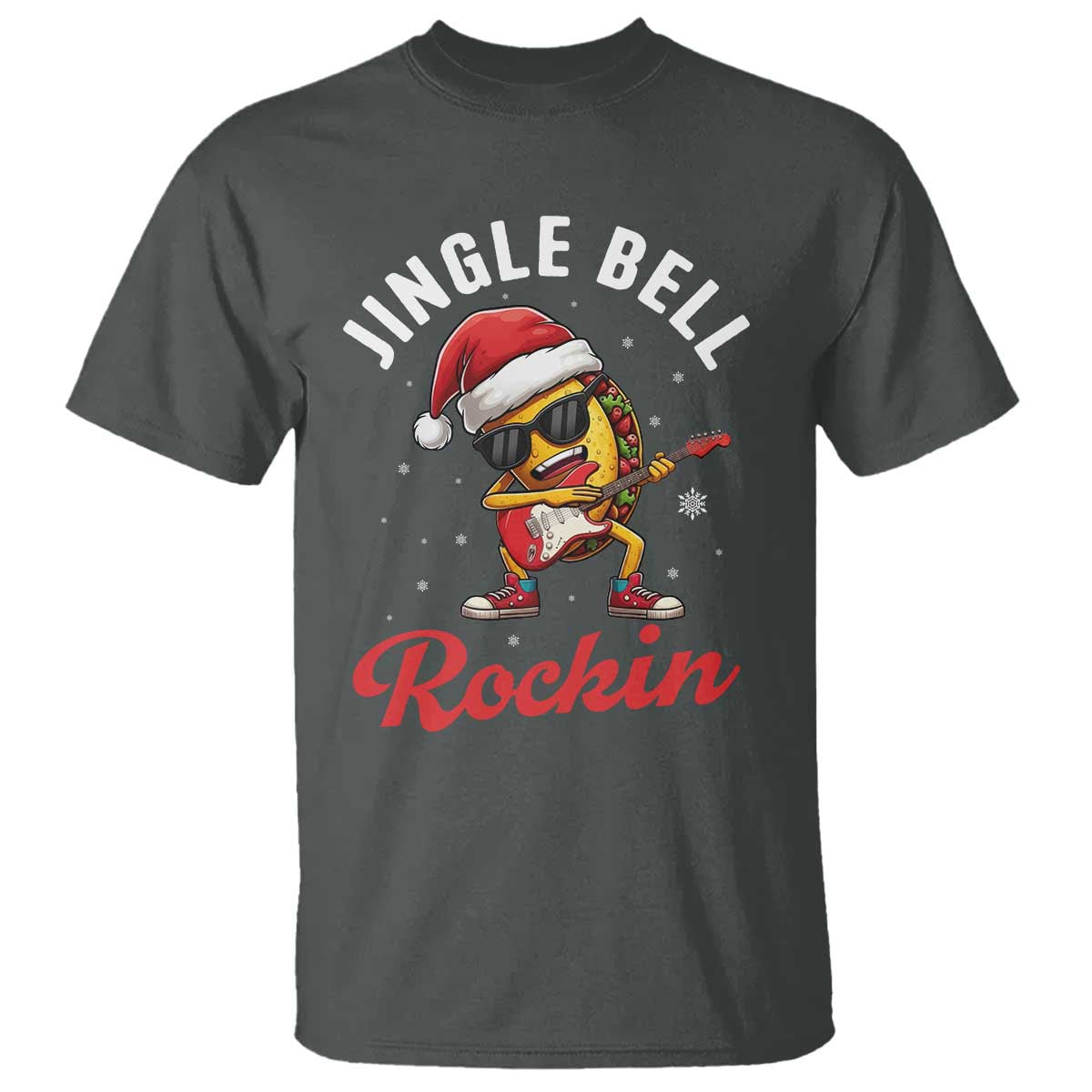 Funny Taco Christmas T Shirt Jingle Bell Rockin TS14 Dark Heather Print Your Wear