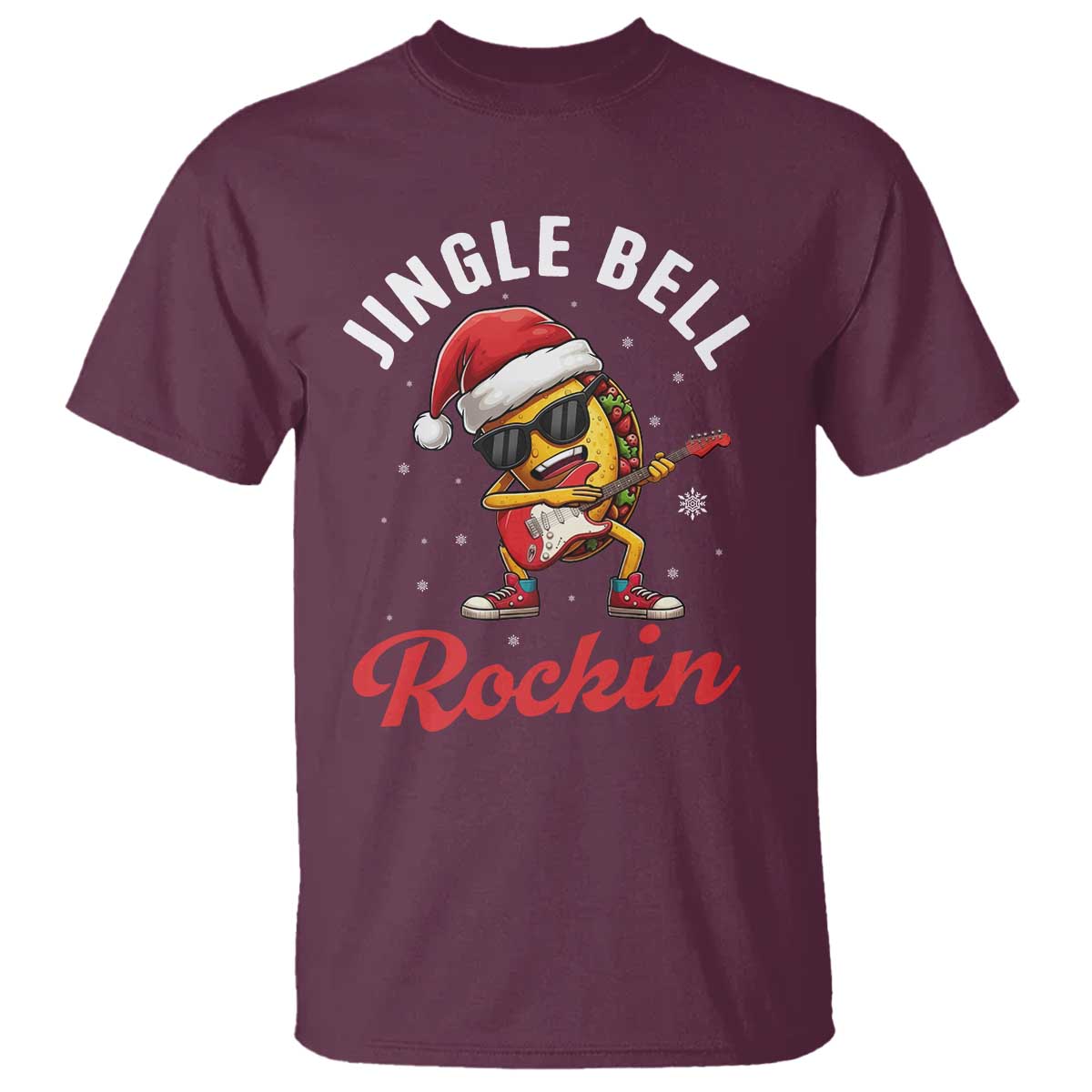 Funny Taco Christmas T Shirt Jingle Bell Rockin TS14 Maroon Print Your Wear