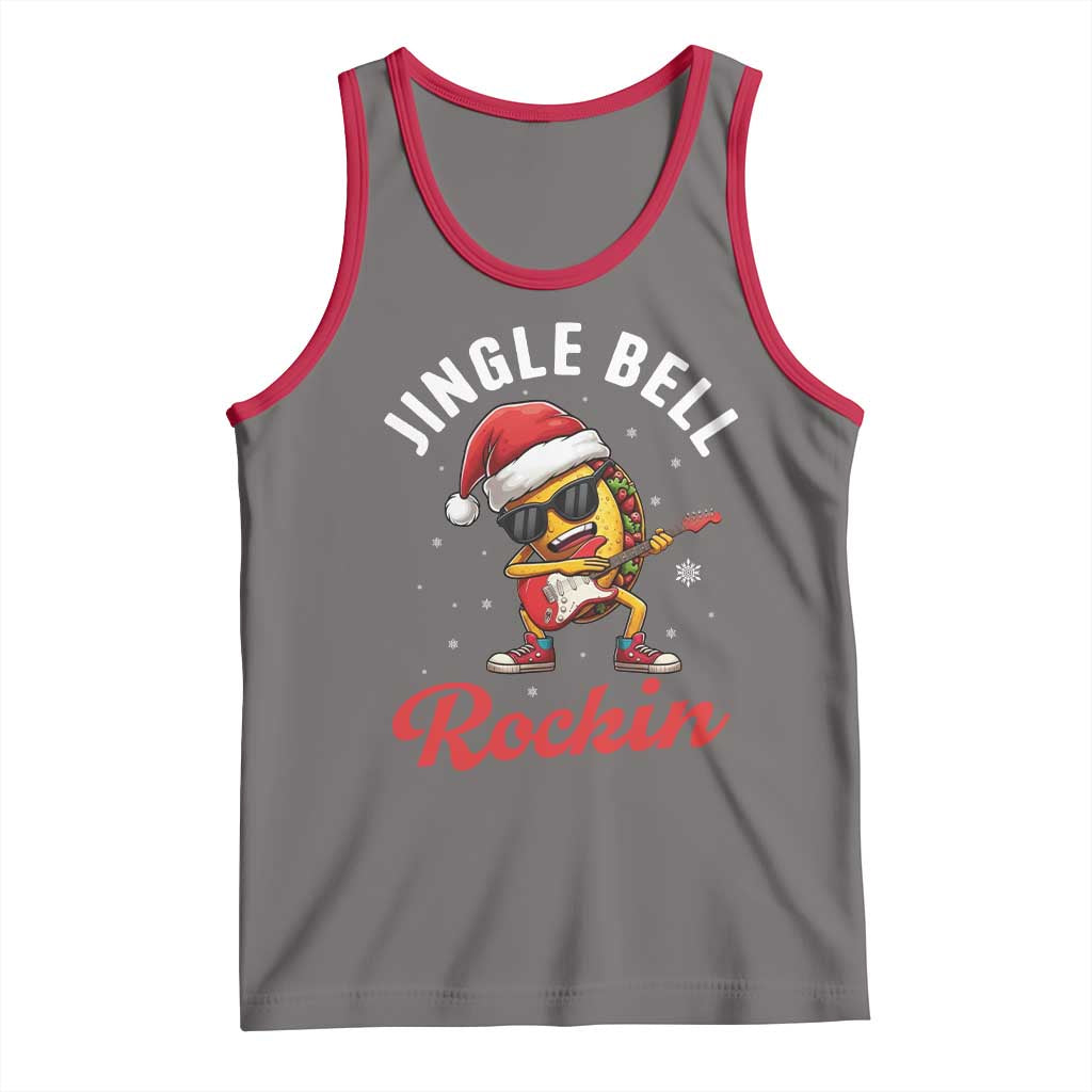 Funny Taco Christmas Tank Top Jingle Bell Rockin TS14 Deep Heather Red Print Your Wear