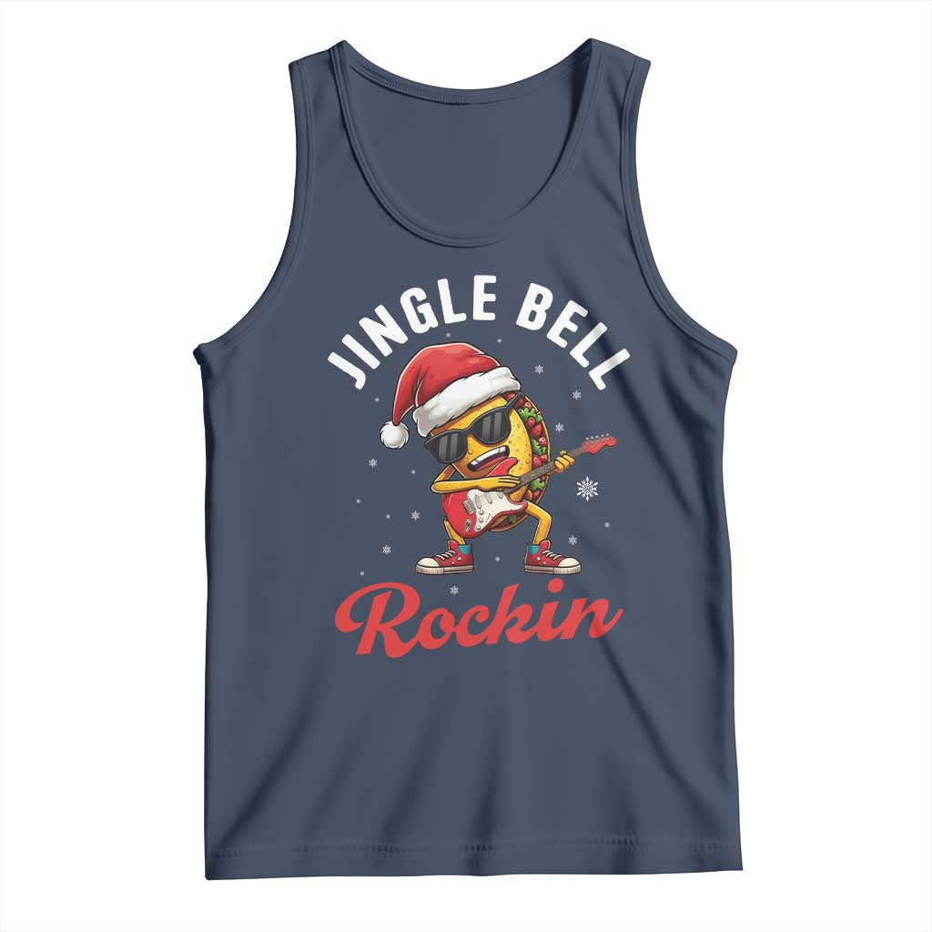 Funny Taco Christmas Tank Top Jingle Bell Rockin TS14 Navy Print Your Wear