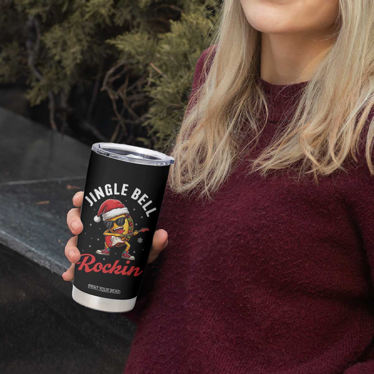 Funny Taco Christmas Tumbler Cup Jingle Bell Rockin TS14 Print Your Wear