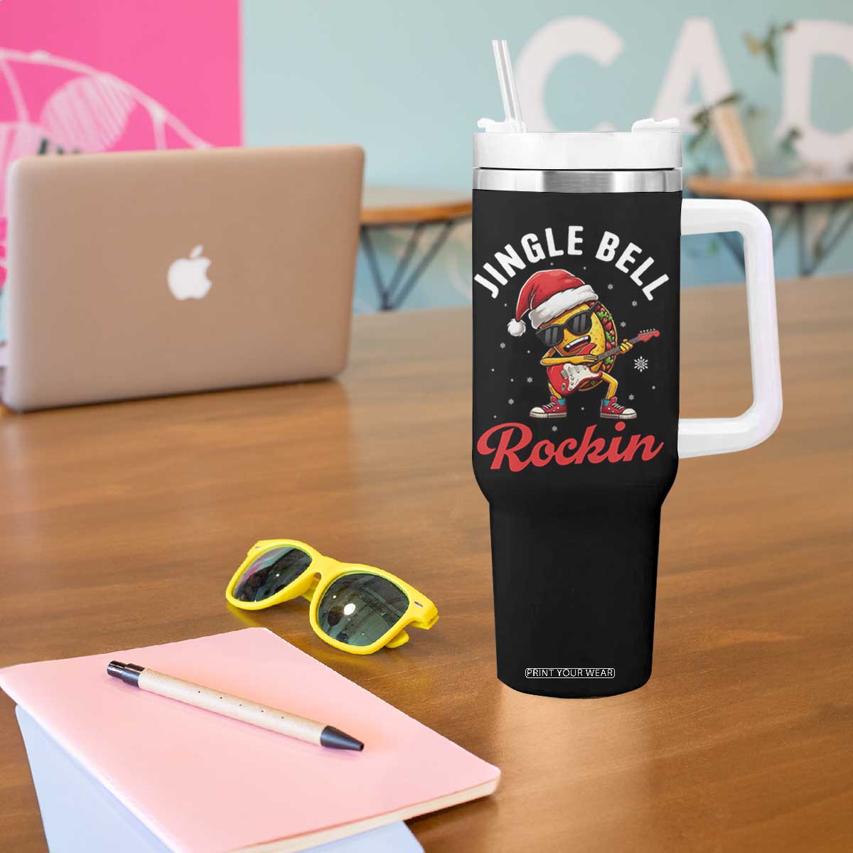 Funny Taco Christmas Tumbler With Handle Jingle Bell Rockin TS14 Print Your Wear
