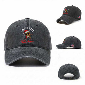 Funny Taco Christmas Washed Cotton Baseball Cap Jingle Bell Rockin TS14 Washed Cap Universal Fit Dark Gray Print Your Wear