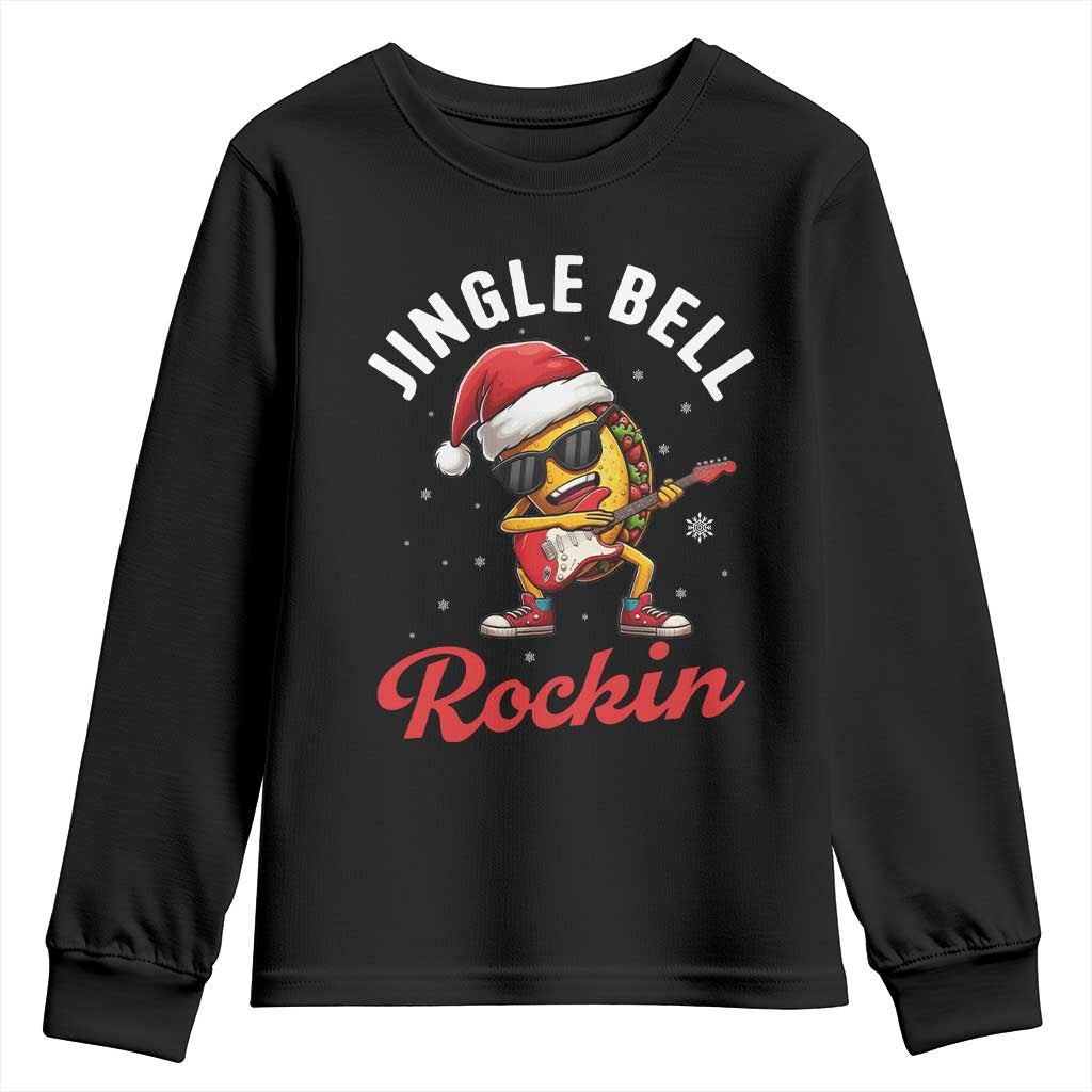 Funny Taco Christmas Youth Sweatshirt Jingle Bell Rockin TS14 Black Print Your Wear