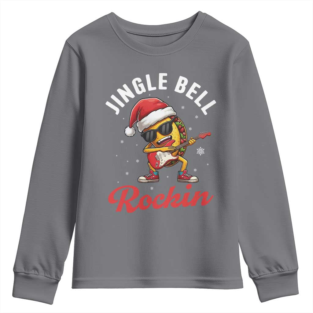 Funny Taco Christmas Youth Sweatshirt Jingle Bell Rockin TS14 Charcoal Print Your Wear