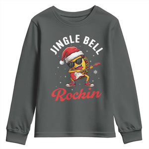 Funny Taco Christmas Youth Sweatshirt Jingle Bell Rockin TS14 Dark Heather Print Your Wear