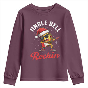 Funny Taco Christmas Youth Sweatshirt Jingle Bell Rockin TS14 Maroon Print Your Wear