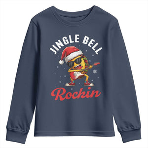 Funny Taco Christmas Youth Sweatshirt Jingle Bell Rockin TS14 Navy Print Your Wear