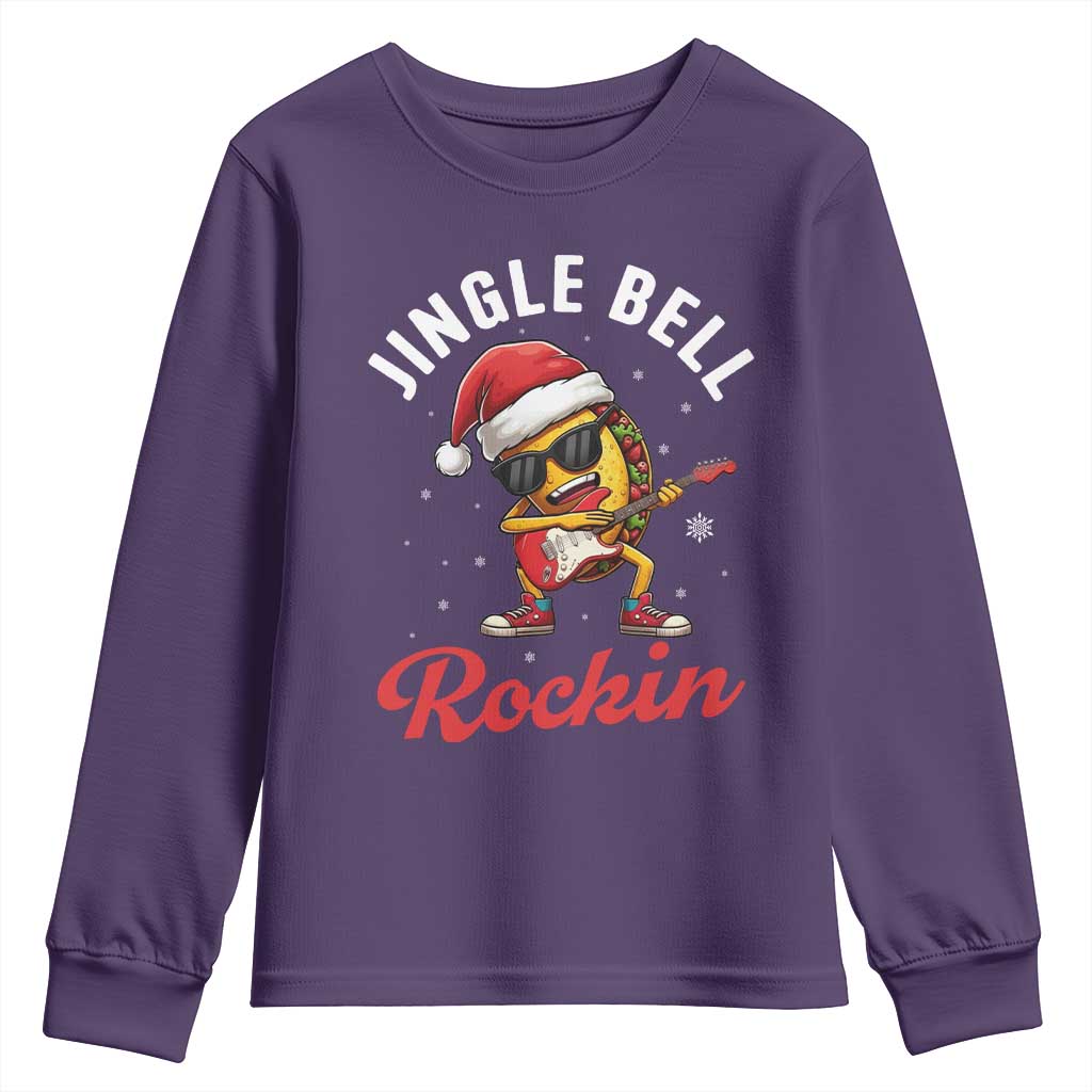 Funny Taco Christmas Youth Sweatshirt Jingle Bell Rockin TS14 Purple Print Your Wear