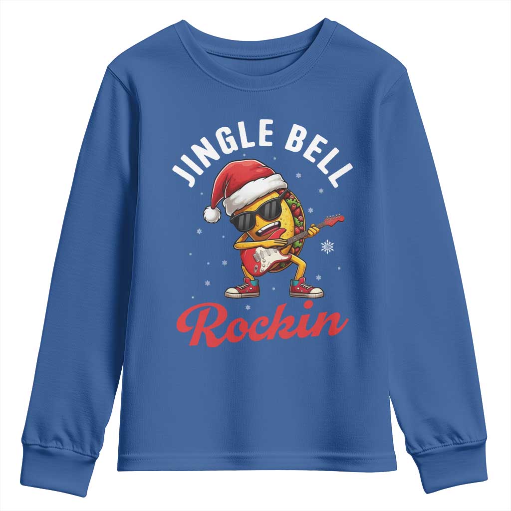 Funny Taco Christmas Youth Sweatshirt Jingle Bell Rockin TS14 Royal Blue Print Your Wear