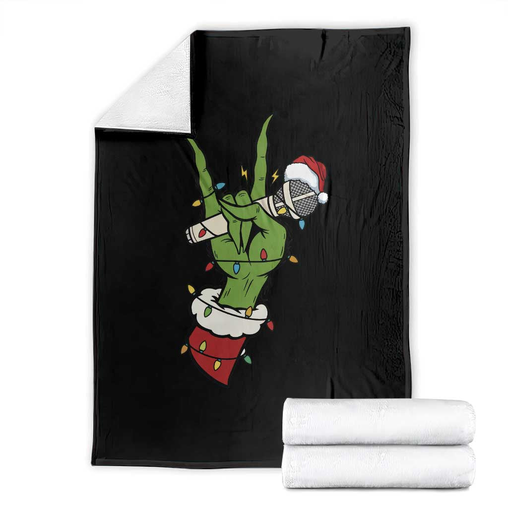 Funny Christmas Rock Throw Blanket Rock Green Hand Style Xmas TS14 Black Print Your Wear
