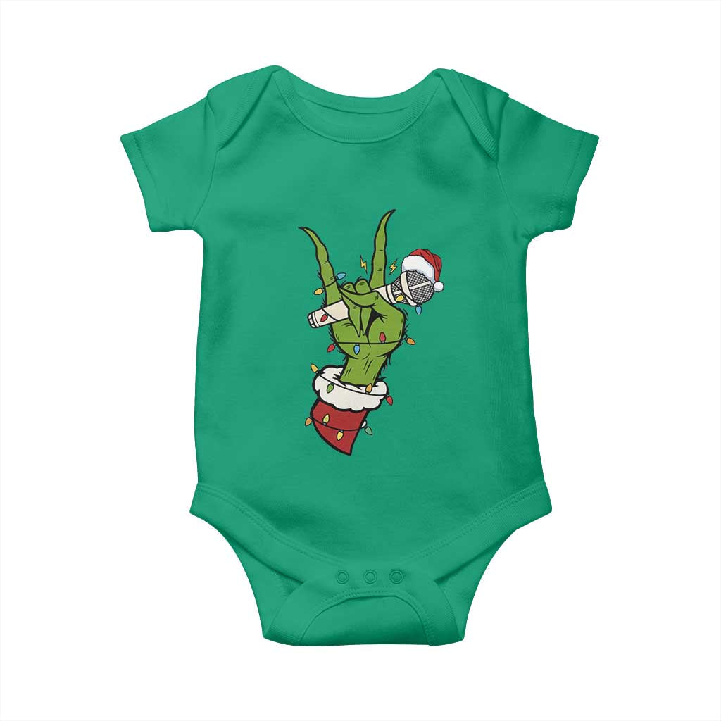 Funny Christmas Rock Baby Onesie Rock Green Hand Style Xmas TS14 Irish Green Print Your Wear