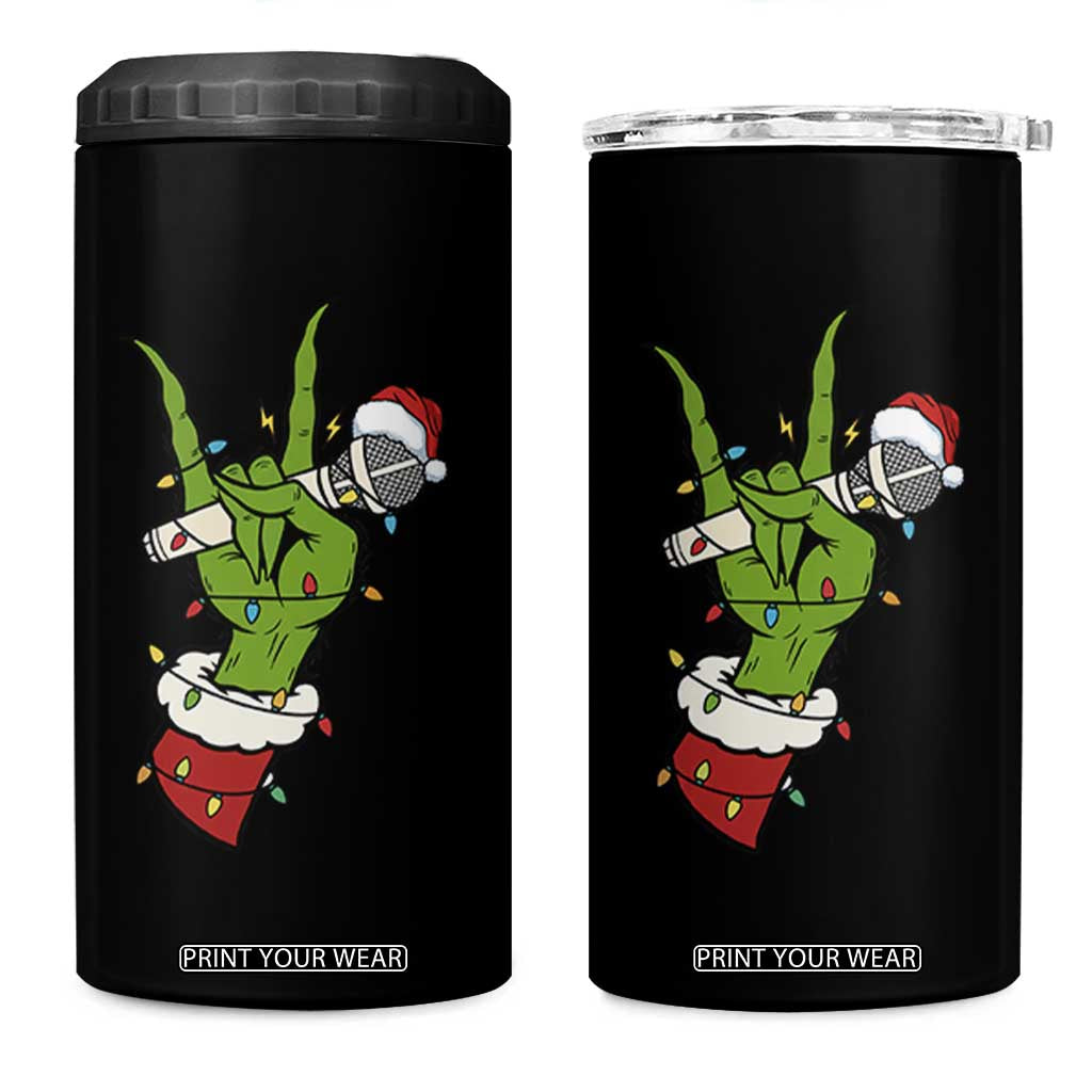 Funny Christmas Rock 4 in 1 Can Cooler Tumbler Rock Green Hand Style Xmas TS14 One Size: 16 oz Black Print Your Wear