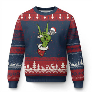 Funny Xmas Rock Ugly Christmas Sweater Rock Green Hand Style Xmas TS14 Navy Red Print Your Wear