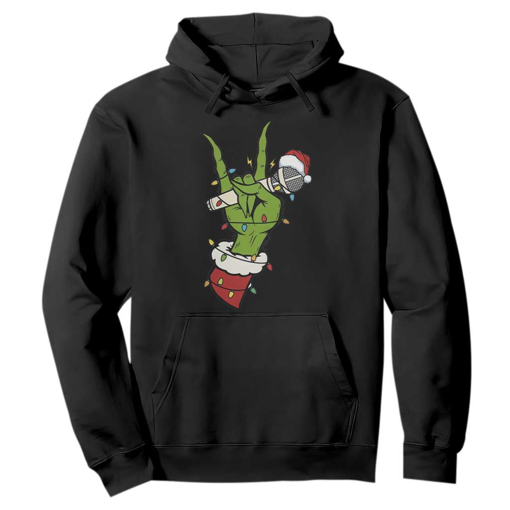 Funny Christmas Rock Hoodie Rock Green Hand Style Xmas TS14 Black Print Your Wear