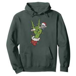 Funny Christmas Rock Hoodie Rock Green Hand Style Xmas TS14 Dark Forest Green Print Your Wear