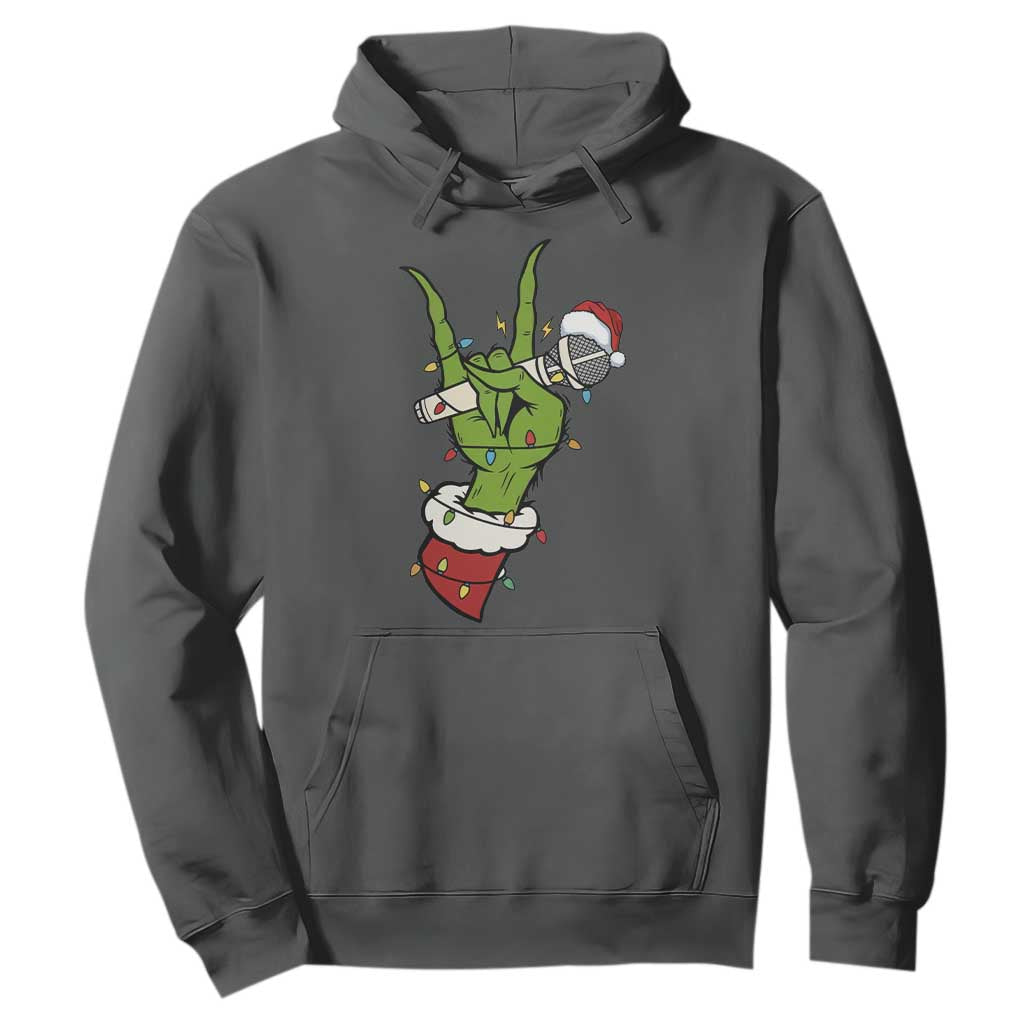 Funny Christmas Rock Hoodie Rock Green Hand Style Xmas TS14 Dark Heather Print Your Wear