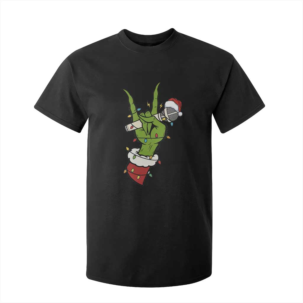 Funny Christmas Rock T Shirt For Kid Rock Green Hand Style Xmas TS14 Black Print Your Wear