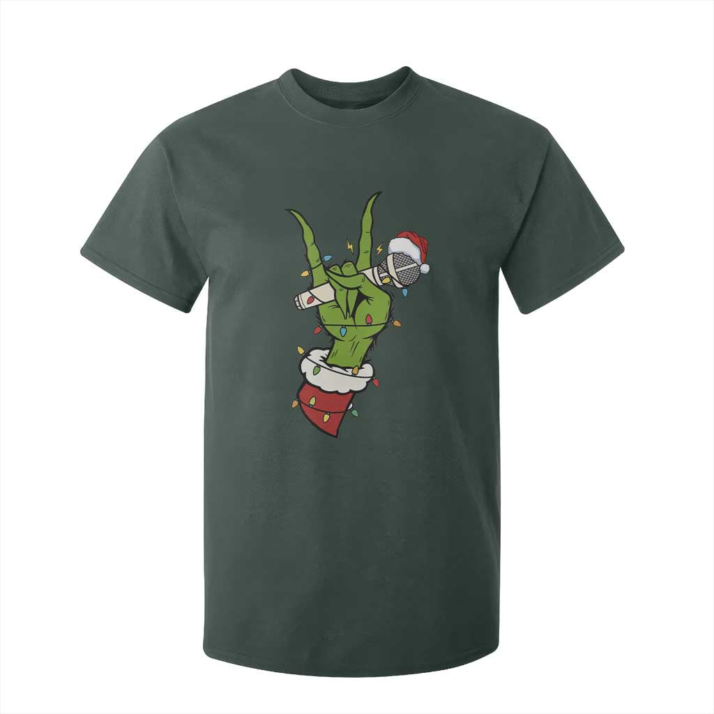 Funny Christmas Rock T Shirt For Kid Rock Green Hand Style Xmas TS14 Dark Forest Green Print Your Wear