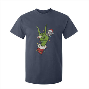 Funny Christmas Rock T Shirt For Kid Rock Green Hand Style Xmas TS14 Navy Print Your Wear