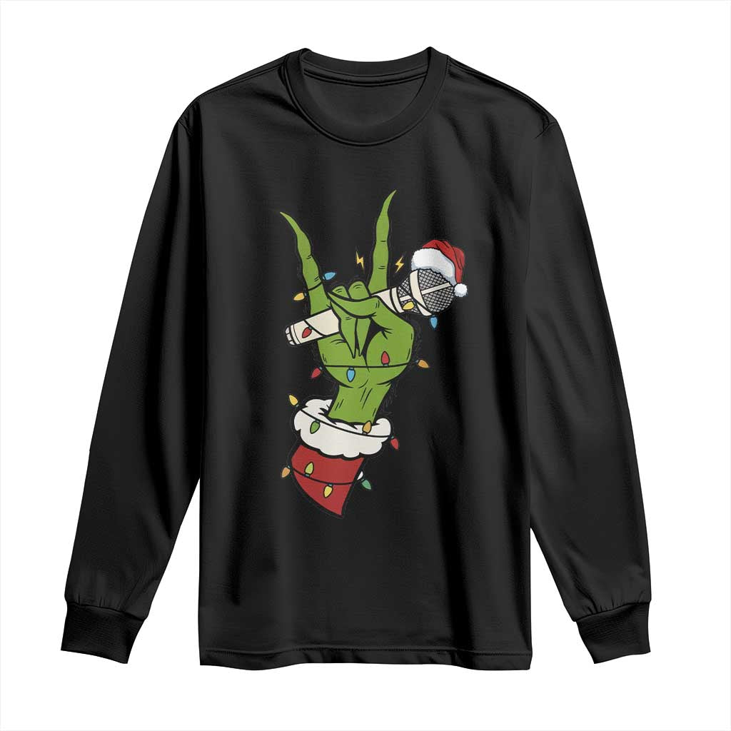 Funny Christmas Rock Long Sleeve Shirt Rock Green Hand Style Xmas TS14 Black Print Your Wear
