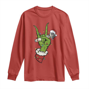 Funny Christmas Rock Long Sleeve Shirt Rock Green Hand Style Xmas TS14 Red Print Your Wear