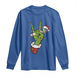 Funny Christmas Rock Long Sleeve Shirt Rock Green Hand Style Xmas TS14 Royal Blue Print Your Wear