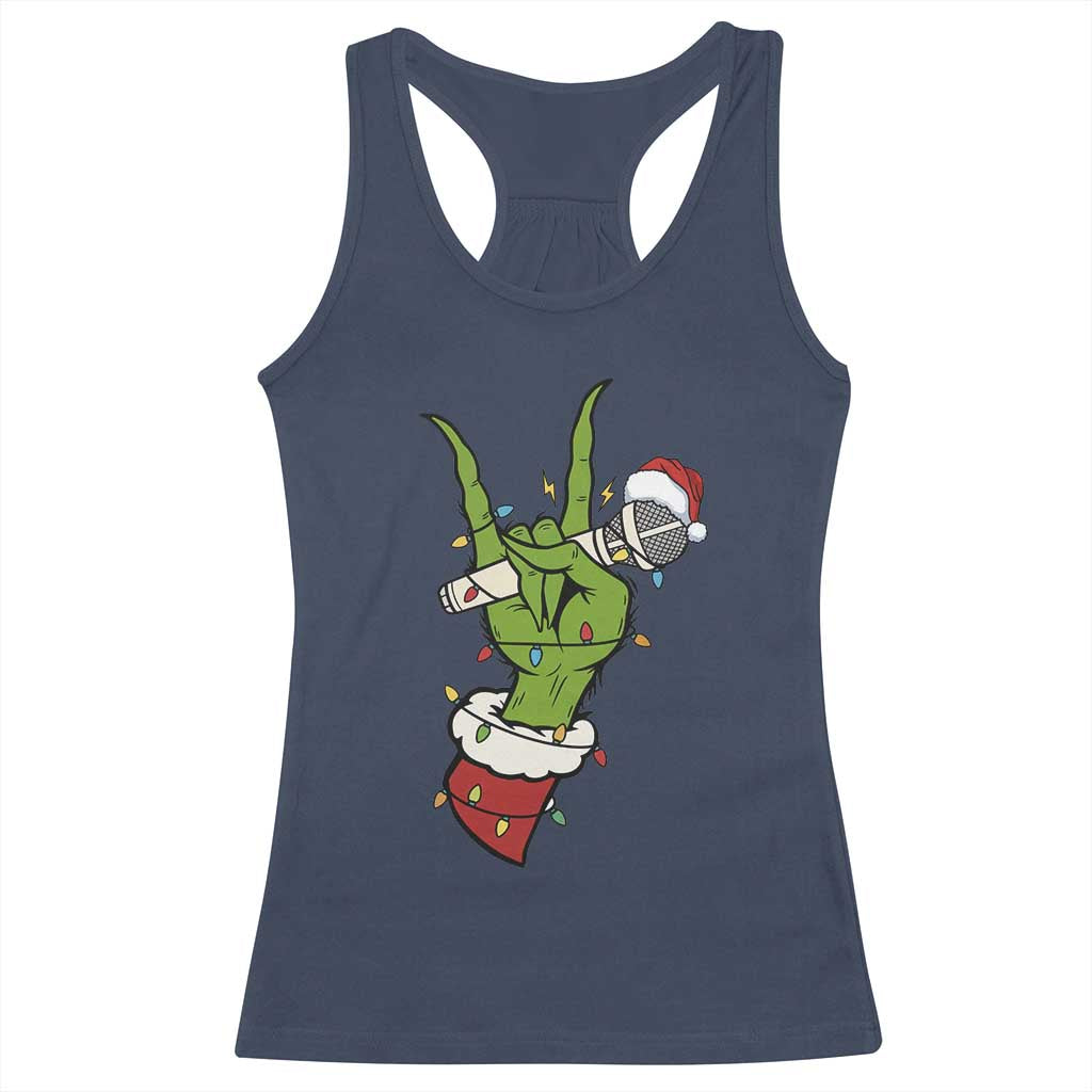 Funny Christmas Rock Racerback Tank Top Rock Green Hand Style Xmas TS14 Navy Print Your Wear