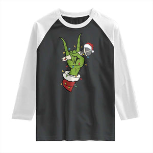 Funny Christmas Rock Raglan Shirt Rock Green Hand Style Xmas TS14 Black White Print Your Wear