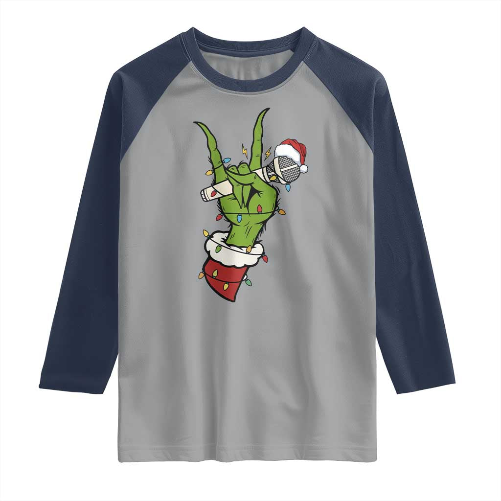 Funny Christmas Rock Raglan Shirt Rock Green Hand Style Xmas TS14 Sport Gray Navy Print Your Wear