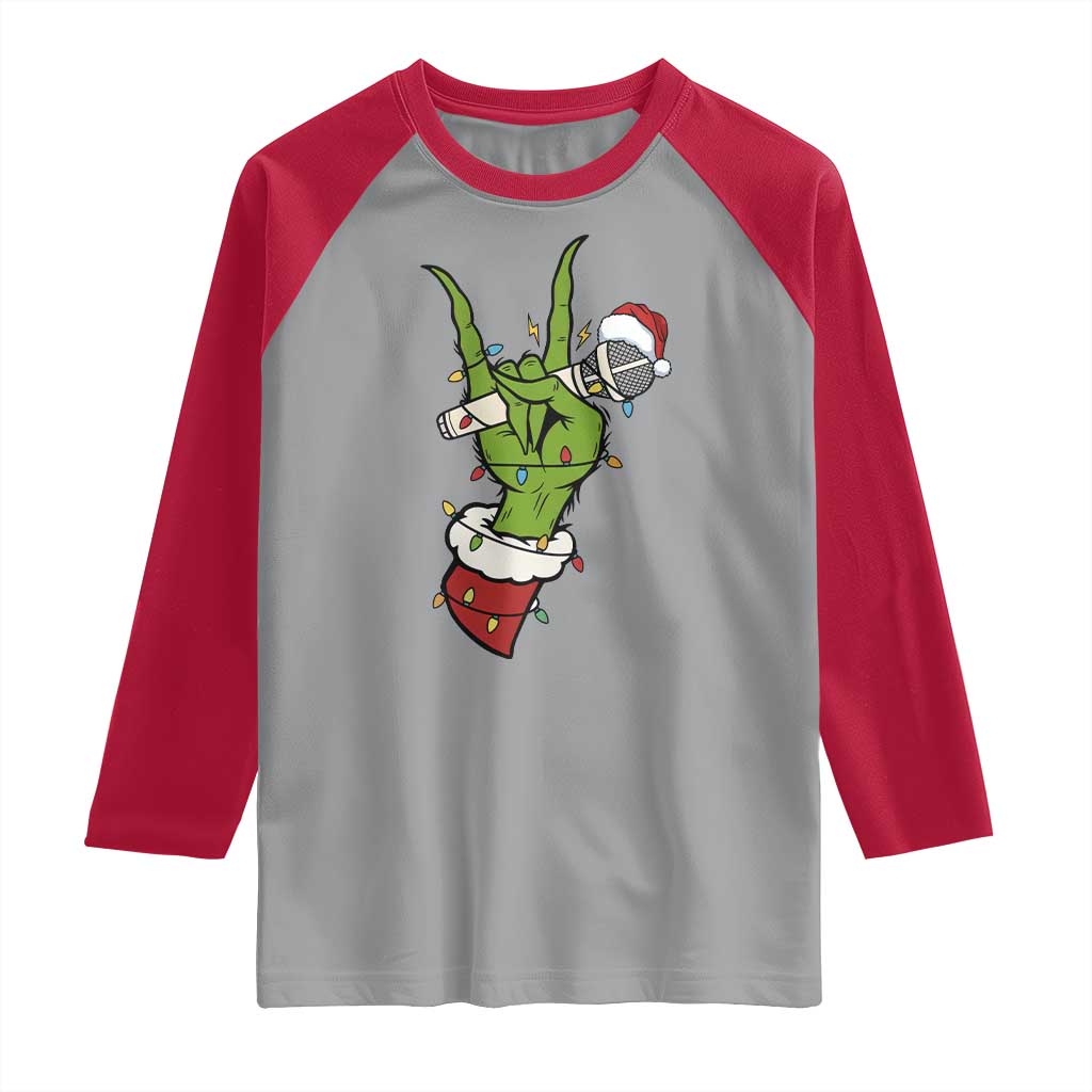 Funny Christmas Rock Raglan Shirt Rock Green Hand Style Xmas TS14 Sport Gray Red Print Your Wear