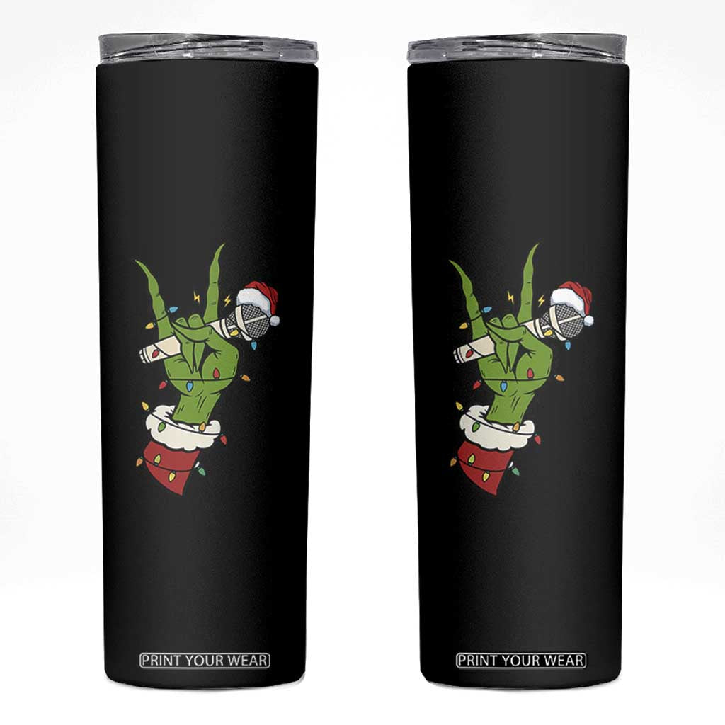 Funny Christmas Rock Skinny Tumbler Rock Green Hand Style Xmas TS14 Black Print Your Wear