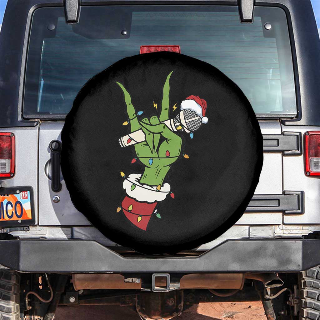 Funny Christmas Rock Spare Tire Cover Rock Green Hand Style Xmas TS14 No hole Black Print Your Wear