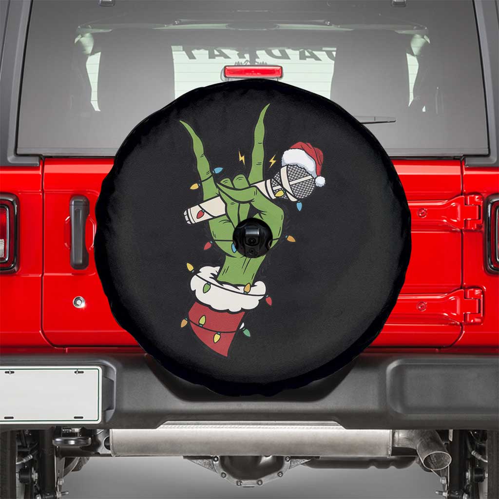 Funny Christmas Rock Spare Tire Cover Rock Green Hand Style Xmas TS14 Black Print Your Wear
