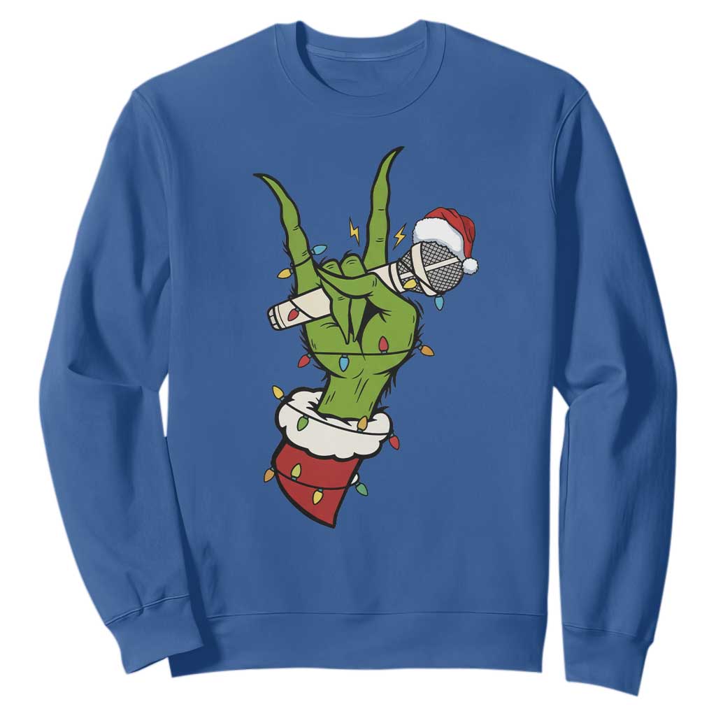 Funny Christmas Rock Sweatshirt Rock Green Hand Style Xmas TS14 Royal Blue Print Your Wear