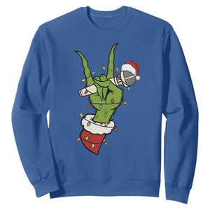 Funny Christmas Rock Sweatshirt Rock Green Hand Style Xmas TS14 Royal Blue Print Your Wear